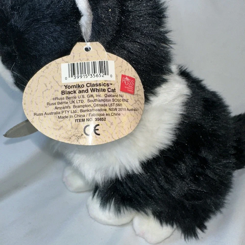 VTG Russ Berrie Yomiko Classic Calico Tuxedo Cat Plush Toy #35652 NOS